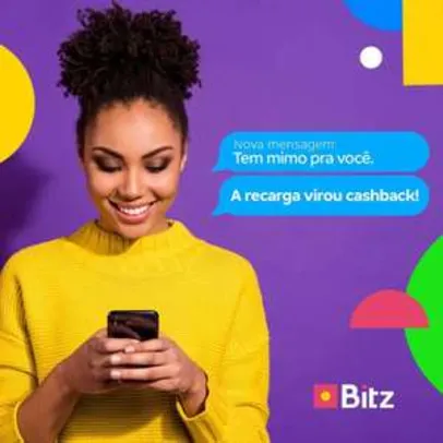Recarga de celular com 20% de cashback no Bitz (limitado a R$5 por recarga)