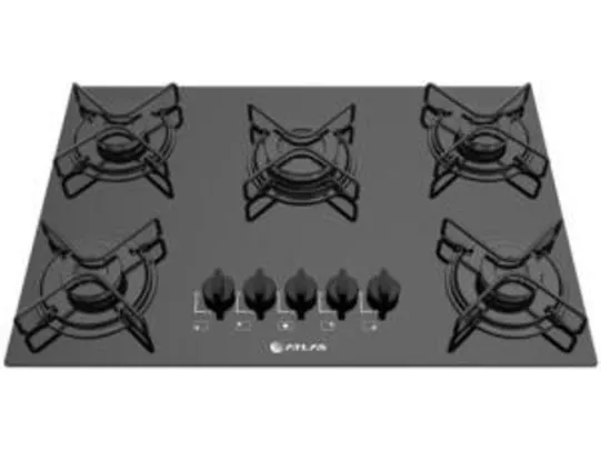 Cooktop 5 Bocas Atlas Preto à Gás GLP - Agile Glass | R$ 396