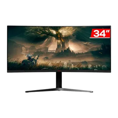 MONITOR GAMER PICHAU NEXUS WIDE 34, 34 POL, VA, CURVO, 2K, 1MS, 165HZ, FREESYNC, HDMI/DP, PG-NXSW34-BL01