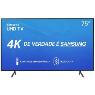 Smart TV LED 75" UHD 4K Samsung 75RU7100 com Controle Remoto Único, Visual Livre de Cabos, Bluetooth, HDR Premium, HDMI e USB | R$5.999