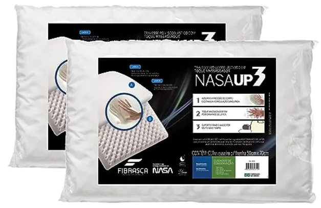 Kit 2 peças Travesseiro Nasa Up 3, para fronhas 50x70 cm, Fibrasca