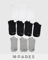 Kit meia masculina 10 pares cano curto preto | Mash.