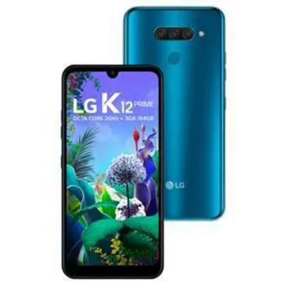 Smartphone LG K12 Prime Azul 64GB, Tela 6.26", Câmera Traseira Tripla com IA, Android 9.0, Processador Octa Core e 3GB RAM