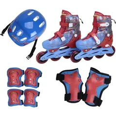 (AME R$120) (SC AME R$36) Patins Infantil 4 rodas Kit Proteção Tam 32-35 Marvel Spider-man - brink+