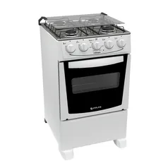 Fogão 4 bocas Atlas Mônaco Branco com Acendimento Automático e Mesa Inox R$498