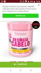 Máscara de hidratação Forever Liss 950g