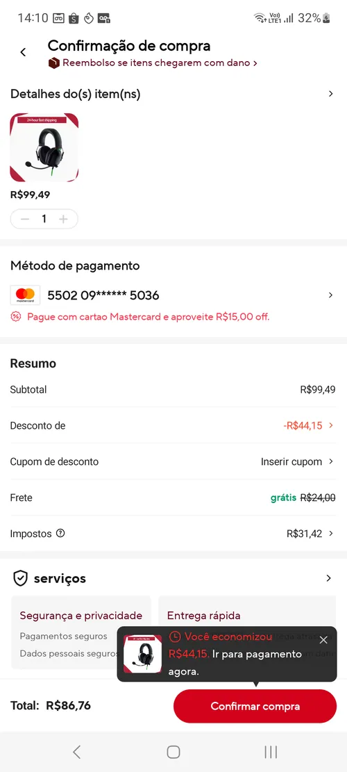 Imagem na descrição da promoção