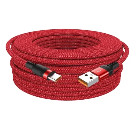 3 Metros de Cabo Micro Usb Tipo C, Cabo de Dados, Carga Rápida 6a Cor Vermelho