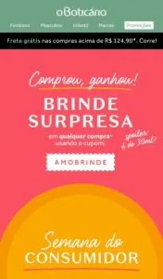 Voltou a promoção: Ganhe brinde surpresa em compras no site do Boticário