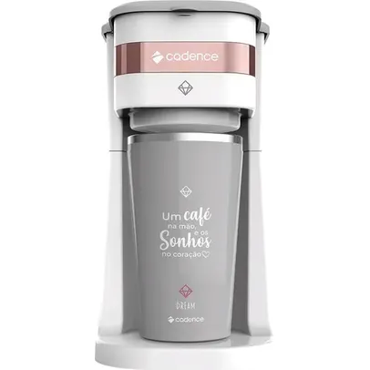 Cafeteira Elétrica Cadence Dream Rosé Gold com Copo Térmico - 220V - Um café na mão e os sonhos no coração