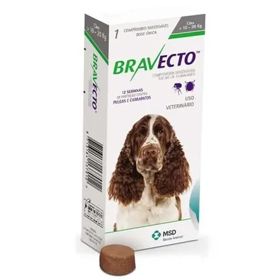 Bravecto Anti Pulgas e Carrapatos para Cães de 10 a 20kg | R$ 90