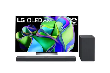 TV LG OLED EVO C3 77'' 4K + LG SC9S 3.1.3 Canais Dolby Atmos Sound Bar