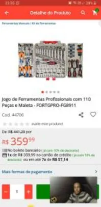 Jogo de ferramentas 110 peças | R$ 359