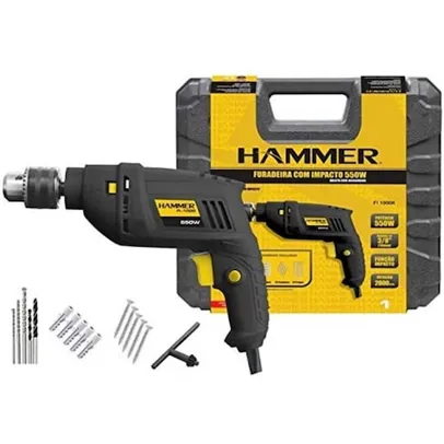 Furadeira Impacto Hammer com maleta 10mm 3/8 500W 110V