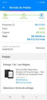 Novo Kindle Paperwhite Amazon à Prova de Água - Tela 6” 8GB | R$414