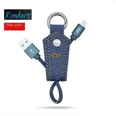 CHAVEIRO COM CABO LIGHTINING (CABO IPHONE) JEANS I2GO CERTIFICADO MFI 10CM 2,4A - R$16