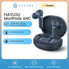 [Taxa inclusa] Fone de ouvido Haylou MoriPods ANC com Cancelamento de ruídos, Bluetooth 5.2, 30H Bateria, Baixa latência
