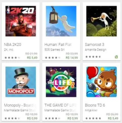 Até 80% de desconto para jogos na Play Store