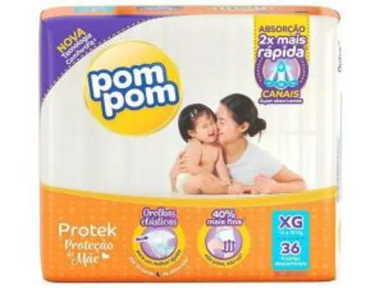 [R$ 5 DE VOLTA] Fralda PomPom Protek Proteção de Mãe - XG 36 un. | R$25