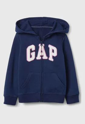 Blusa de Moletom Infantil GAP Menina Logo Azul-Marinho