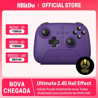 [Taxas Inclusas/R$239 Moedas App] Controle 8BitDo Ultimate com Dock Joystick Hall Effect