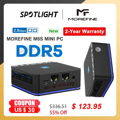 Mini PC M8S 12G DDR5 M.2 SSD SATA Wifi6 MOREFINE 12th Alderlake N100 