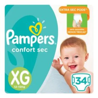 Fralda Pampers Confort Sec Mega Tamanho XG - 34 Unidades - R$ 39