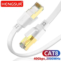 [IMPOSTO INCLUSO/APP] Cabo Ethernet Weisuda Cat 8, 40Gbps, 2000MHz (Black-CAT 8 Flat) 