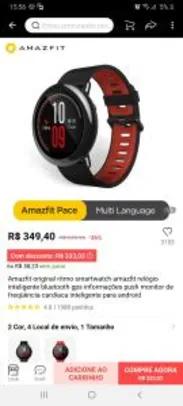 Saindo por R$ 308: Smartwatch Amazfit pace R$308 | Pelando