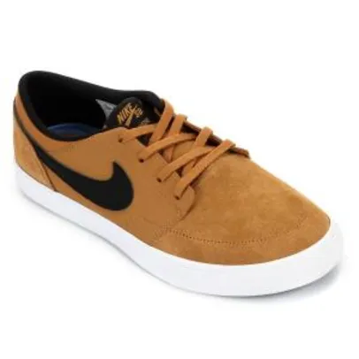 Tênis Couro Nike SB Portmore II Solar Masculino - Caramelo e Preto | R$180