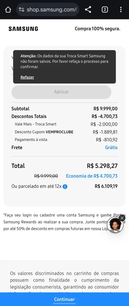 Imagem na descrição da promoção