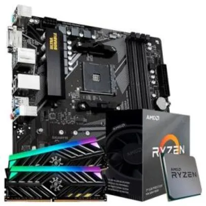 Kit Upgrade TITO: Placa-Mãe Gigabyte B550M DS3H + Processador AMD Ryzen 5 3600 + Memória XPG Spectrix D41 x Tuf Gaming (2x8GB)