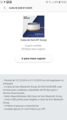 [Samsung Pay / Samsung Rewards] Caixa de Som Bluetooth Scoop por 4500 pontos