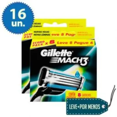 Leve + Pague - : 16 Cargas para Aparelho de Barbear Gillette Mach3 - R$ 49,41