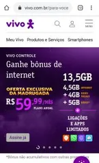 13,5GB Vivo controle (só par quem é pré-pago)