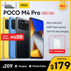 Smartphone Poco M4 PRO 4G 6GB 128GB NFC 90HZ 33W 64MP Versão Global