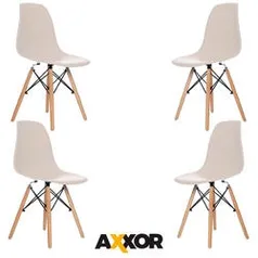 Baixou! Kit 4 Cadeiras Axxor Charles Eames Eiffel na cor Fendi - R$ 368 [em 1x Cartão Submarino]