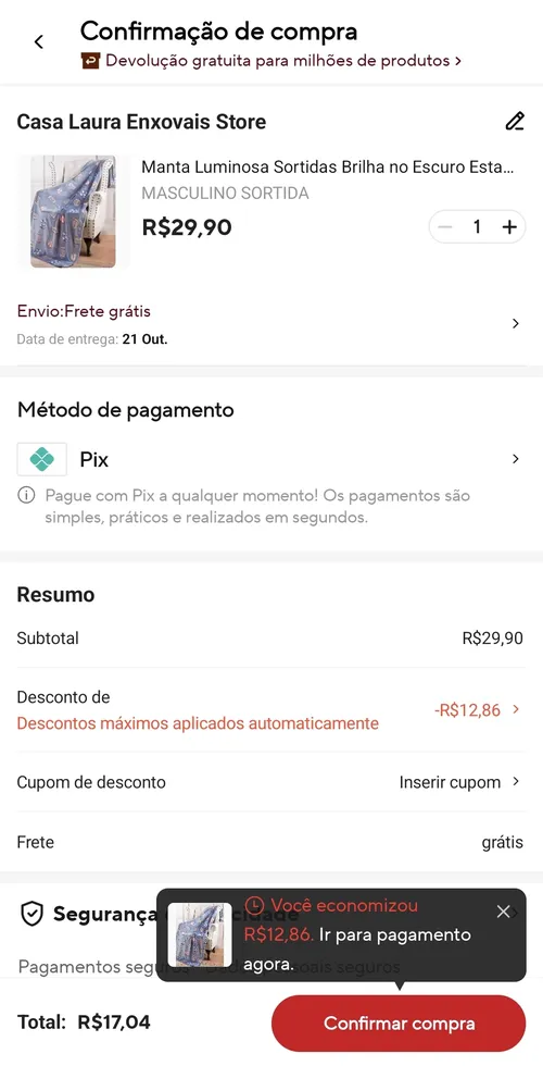 Imagem na descrição da promoção