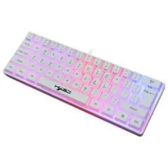 HXSJ V700 61 Keys Gaming Keyboard USB Wired LED Backlit Multiple Shortcut Keys Mini Mechanical Feel Keyboard for Home Office