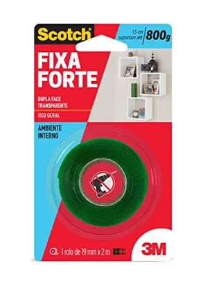 (Super) 3M, Fixa Forte, Scotch, Fita Dupla Face, Transparente, 19 MM x 2 M