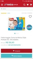 Fralda Huggies Turma da Mônica Tripla Proteção XG - 66 Unidades R$40