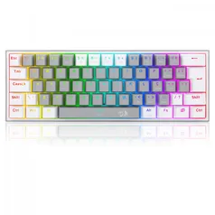 Teclado Mecânico Gamer Redragon Fizz, RGB, Switch Blue, ABNT 2, Gray/White, K617-RGB-GW