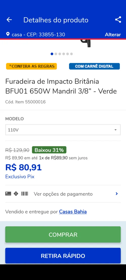 Imagem na descrição da promoção