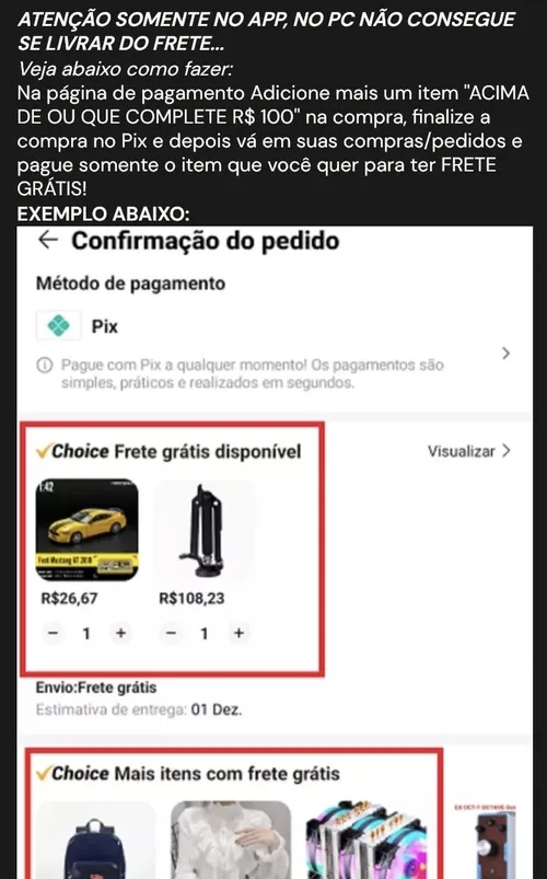 Imagem na descrição da promoção