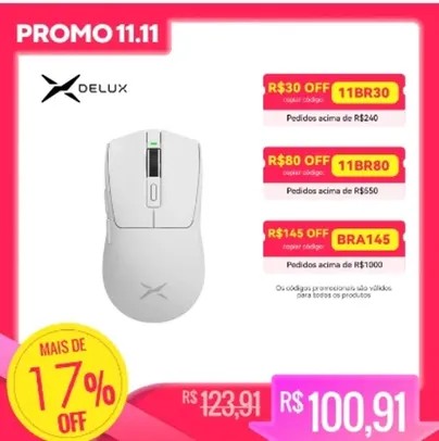 [APP/GPAY/ Moedas R$ 45] Mouse Gamer Sem Fio Delux M600, Sensor Pixart 3325