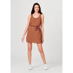 Vestido Hering em tecido de viscose com estampa e amarração - Laranja R$30