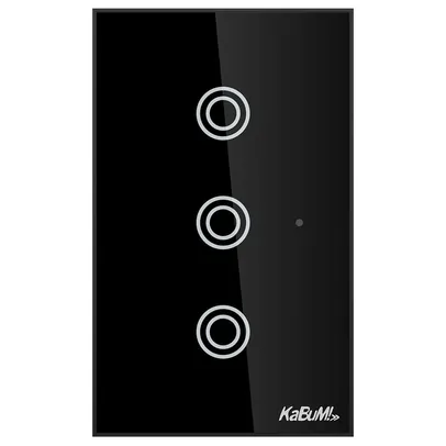 Interruptor KaBuM! Smart, Bivolt, 3 Botões, Preto, 15A, 50/60Hz, Smart Home