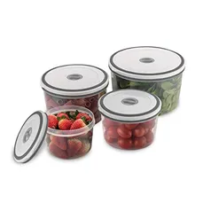 Kit Potes de Plástico Hermético, Redondo, 4 unidades, Electrolux, Transparente/Branco