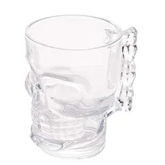 (PRIME) Caneca para Chopp e Cerveja de Vidro Caveira Rock Style Lyor Transparente, 510 ml