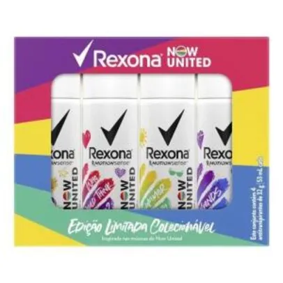 [LEVE 3 POR 10,90 CADA] Kit Desodorante Aerosol Rexona Now United Summer 53ml 4 Unidades | R$11